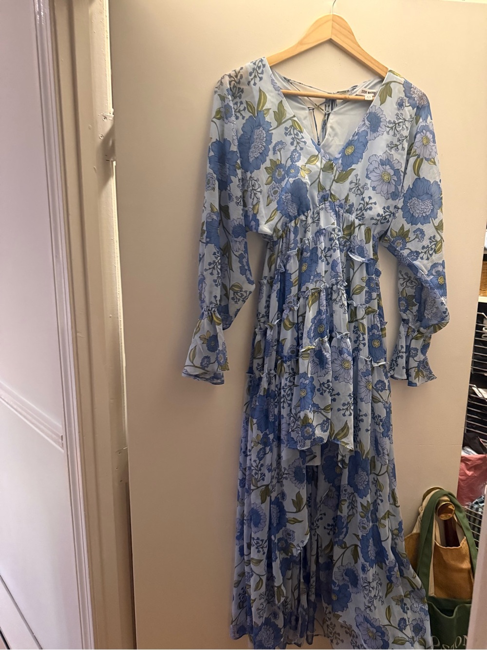 Steve Madden Light Blue Floral High-Low Maxi Dress